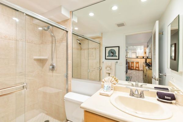Master bathroom with large walk-in shower.