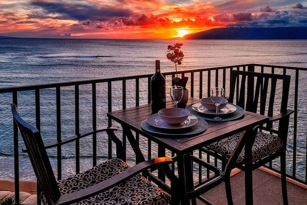 Private lanai that will be just the place to sip a morning cup of coffee or an evening glass of wine as the sun goes down.