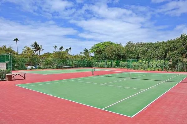 Outdoor sports court offers space for fun games and active vacation moments together