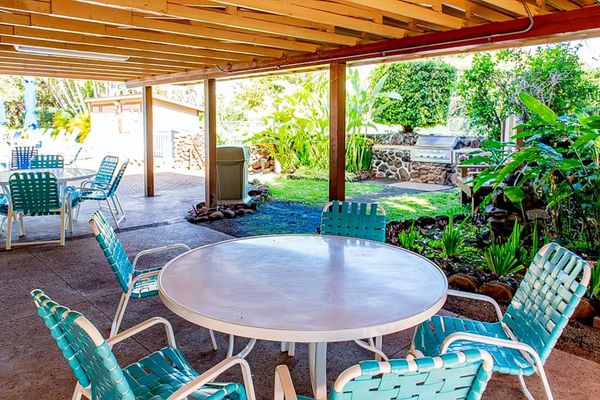 Shared outdoor dining offers a relaxing setting for breakfast lunch and dinner