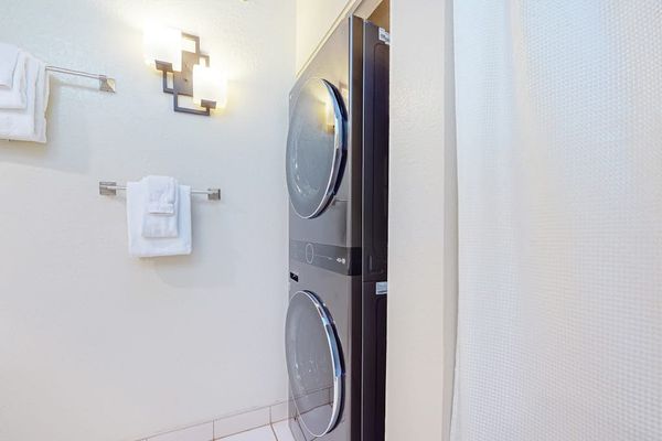 Washer and dryer provide convenient laundry access for guests