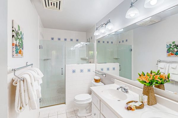 Refresh and recharge inside this bright bathroom designed for relaxing daily routines