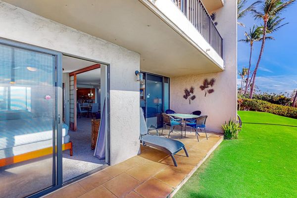 Private ocean front lanai that allows you just to walk right out your door to experience the ocean.