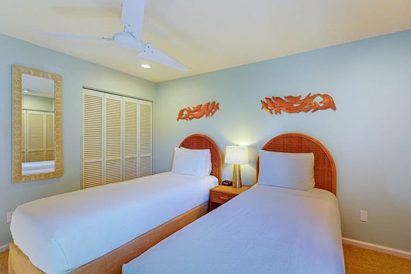 Peaceful bedroom with warm tropical touches