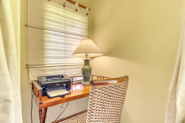 A practical workspace that blends seamlessly into the comfortable living area.