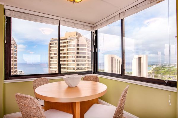Warm and inviting dining area with abundant daylight