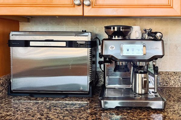 Microwave and coffee station for convenience