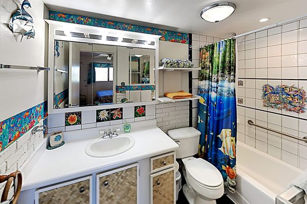Fresh bathroom with convenient vanity space