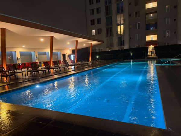 Enjoy the pool day or night