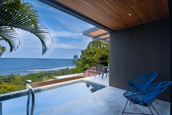 Ocean-view plunge pool and terrace designed for indoor-outdoor living.