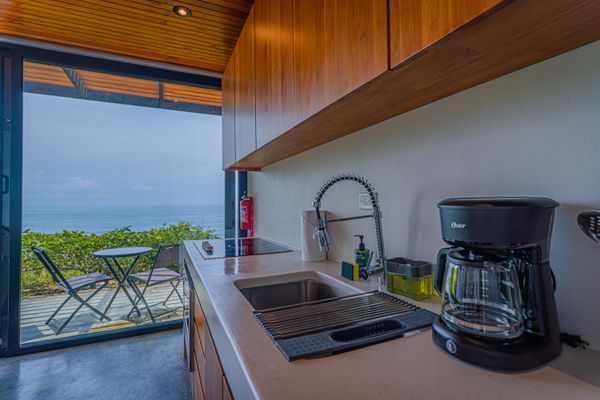 A thoughtfully designed kitchen space with everything needed for a comfortable stay.