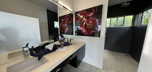 A beautiful bathroom with elegant fixtures and a serene ambiance.