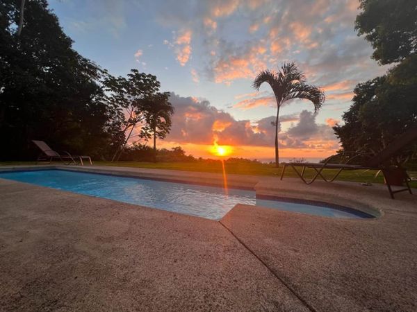 Enjoy sunset ocean views from the pool area - or any of the three private suites. Suites #1 and #2 are upstairs and have amazing ocean views.