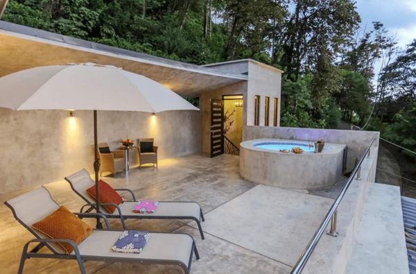 Private Jacuzzi is on the Penthouse level, along with Suite #2.