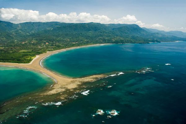 The world-famous 'Whales Tail' beach at Ballena National Park, Uvita, 10 minutes from the property.