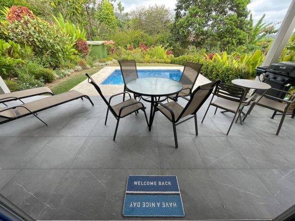 Spacious poolside area