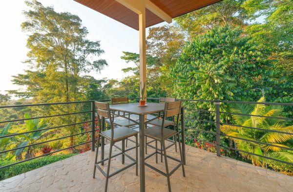 Enjoy coffee or time on your laptop with the sites and sounds of the nearby jungle.