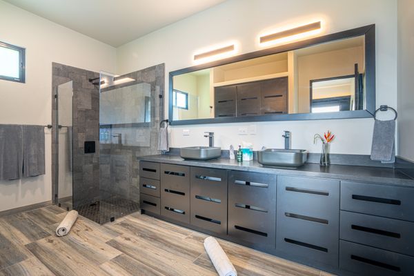 Two vanity Master Bathroom is spacious and has plenty storage