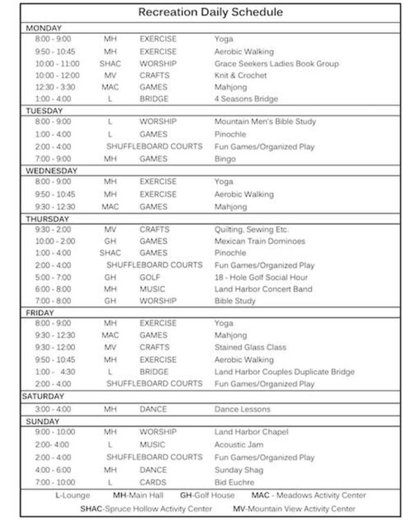 Activity hours may vary depending on the time of year. For the most up-to-date schedule, please contact the Recreation Center at (828)733-8316.