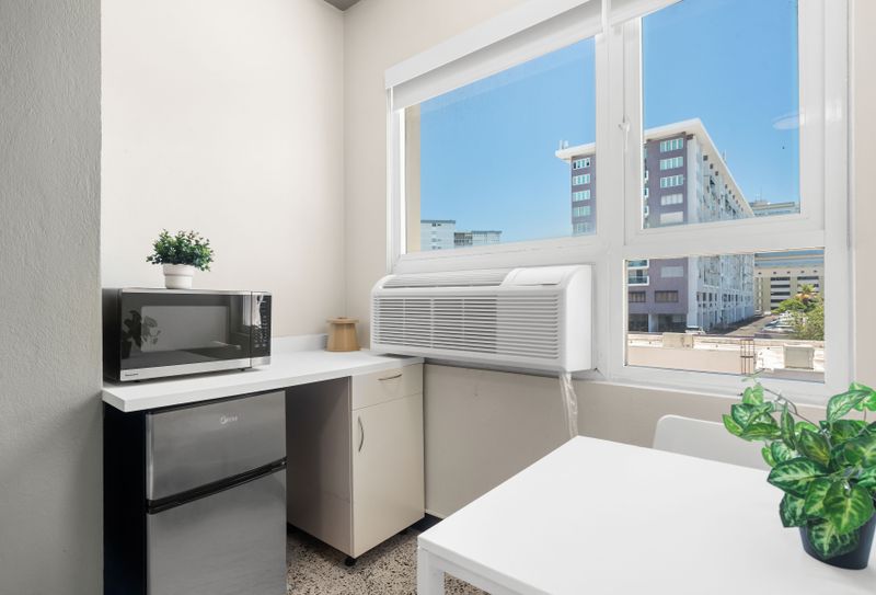 Everything you need for a quick meal: counter space and essentials.