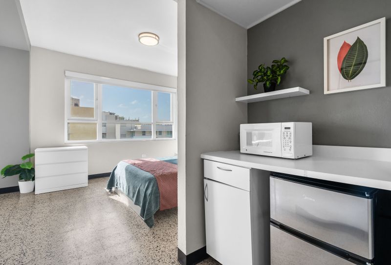 Enjoy the convenience of your personal kitchenette, complete with a mini-fridge and microwave – perfect for quick snacks, beverages, and simple meals during your stay.