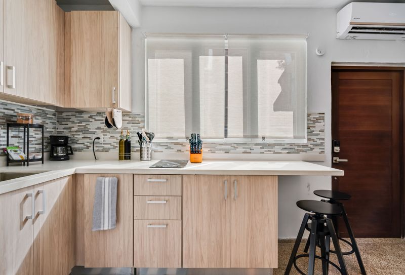 All the tools you need in this well-appointed kitchen, just like home.