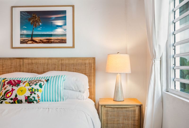 A beautiful and serene bedroom with a calming atmosphere to help you relax.