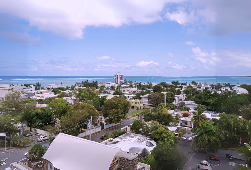 The city and ocean view.