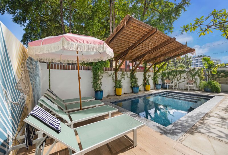 Relax in our crystal-clear pool, perfect for peaceful mornings,  sunny afternoons,  and enchanting evenings.