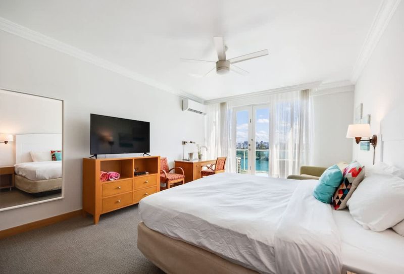 Condado | Beach View Stay 5 Modern amenities meet breathtaking scenery! This studio offers a dedicated workspace with an incredible view, making it ideal for both leisure and business travelers.