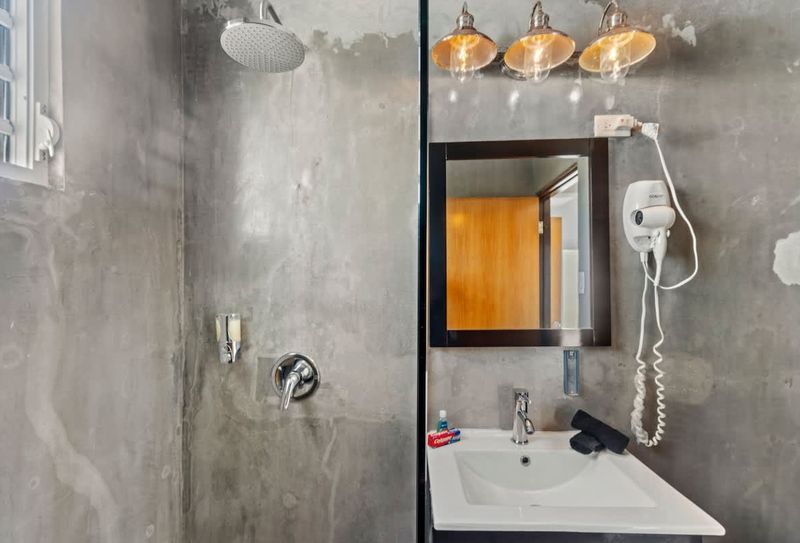 Sleek, modern bathroom with all essentials.