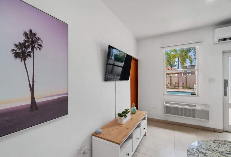 A comfortable sofa and elegant design create a perfect space to relax.