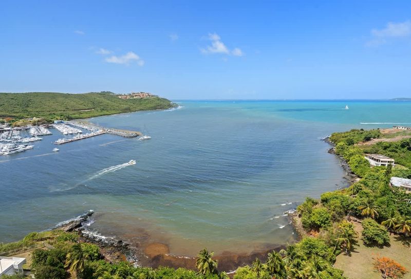 Discover breathtaking coastal beauty! This stunning aerial view showcases the mesmerizing turquoise waters of the bay, highlighting the serene marine environment right at your doorstep.