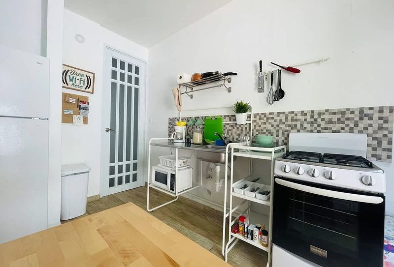 Eco Friendly | Solar Powered Stay 2 Unleash your inner chef in our fully equipped kitchen! Complete with a stove, pans, cutlery, utensils, and a microwave, you'll have everything you need to prepare delicious meals.