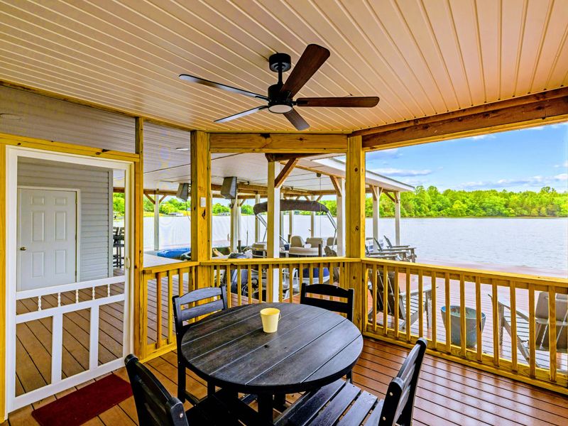 Take in the cove from the comfort of the covered dock.