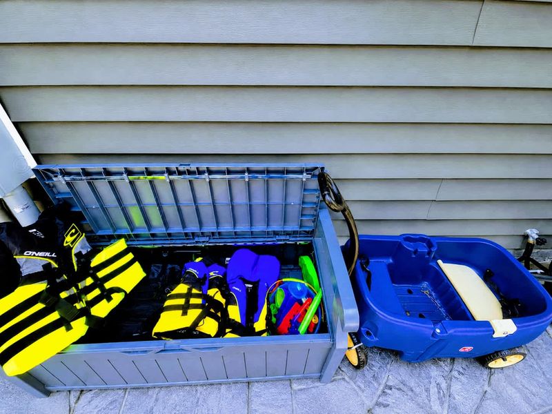 Water Sports - Deck storage stocked with life jackets in every size for safe days on the lake.