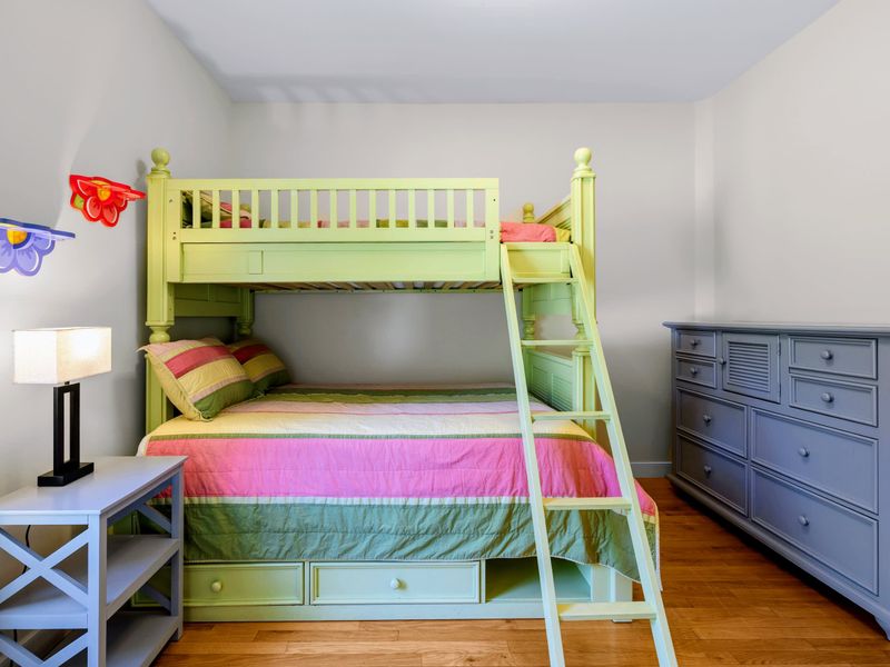 Twin Over Full - Under-bed storage drawers and a roomy dresser keep vacationers organized between lake days.