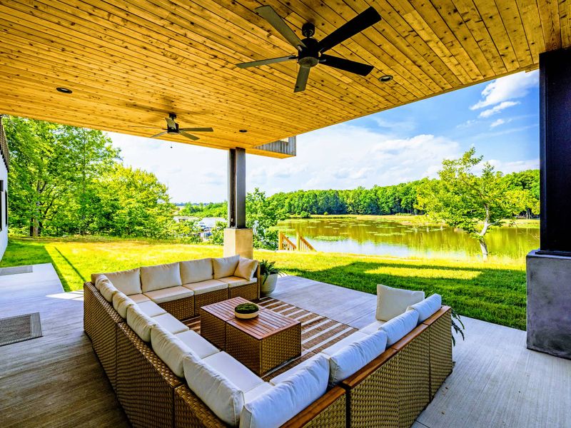 Covered Patio - A ceiling fan keeps summer afternoons cool in the shade.