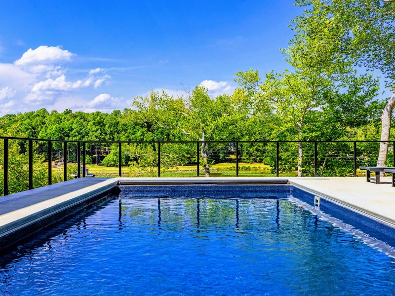 Pool - Modern, private, and quiet, with the trees standing in for a fence.