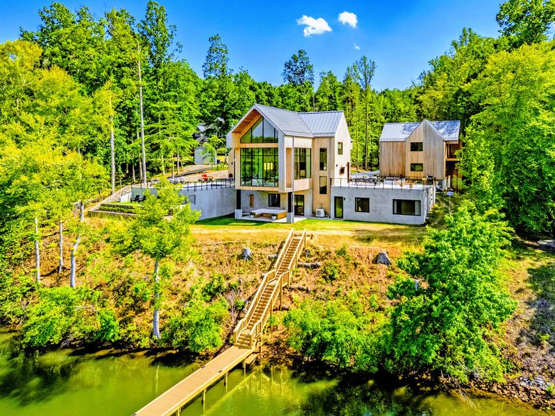 Aerial View - The home and grounds from high above the cove.