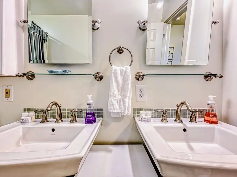 Bathroom - A double vanity with vessel sinks adds a polished touch.