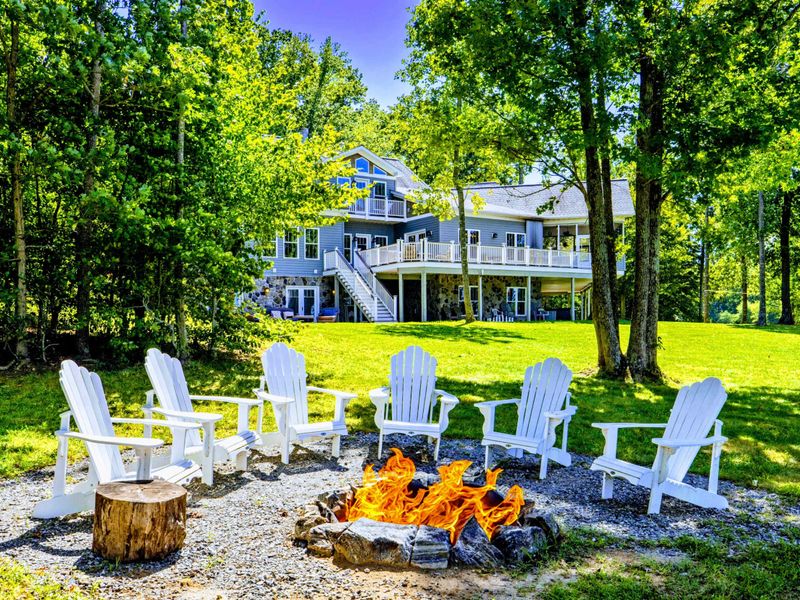 Enjoy the breathtaking views of the lake during the day and the firepit for when it gets dark.