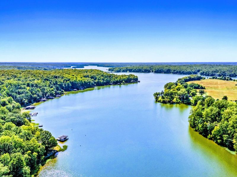 Aerial - A sweeping view of Lake Anna's coves and tree-lined shoreline from the property.