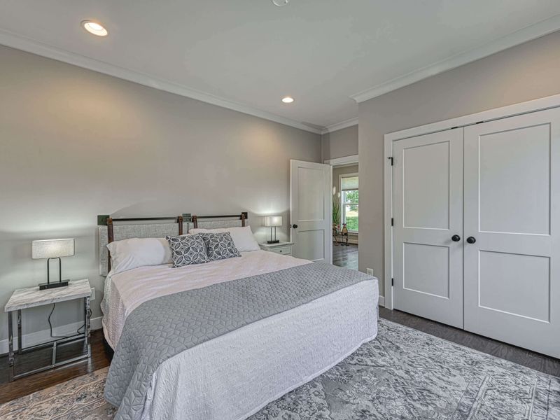 Cozy bedroom with a comfortable king-size bed and ample closet space