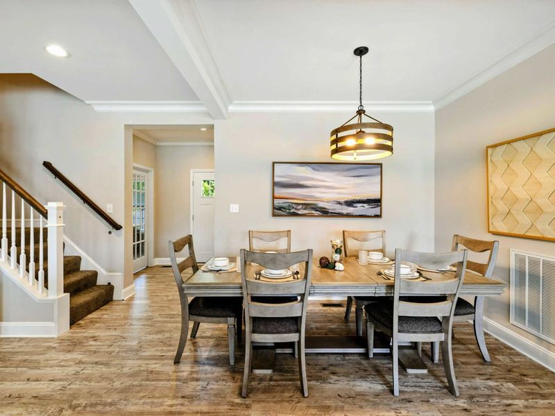 Charming dining area with elegant decor, perfect for intimate meals and gatherings