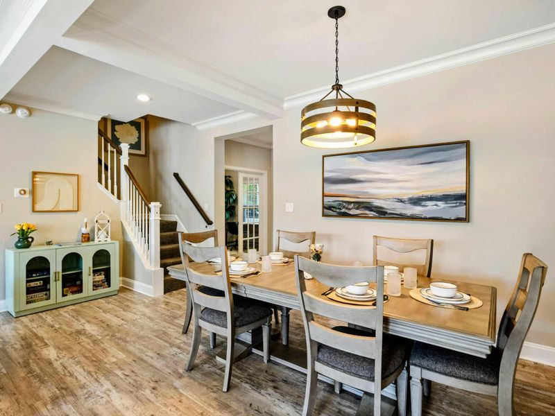 Charming dining area with elegant decor, perfect for intimate meals and gatherings