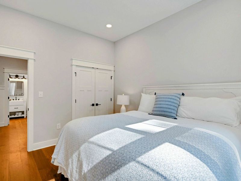 King Bedroom Suite on Main Level with jack and jill style bathroom.