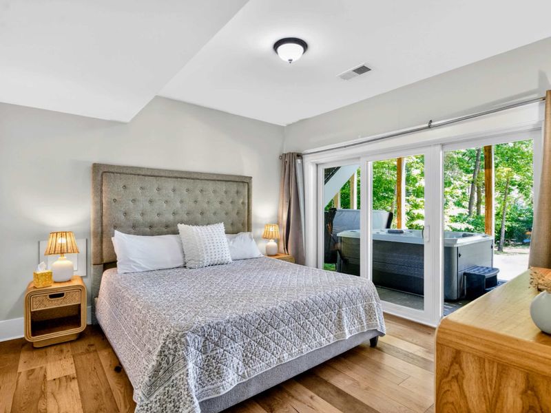 Suite 3 - King bed with private slider to the hot tub patio, soak the day off without leaving your room.