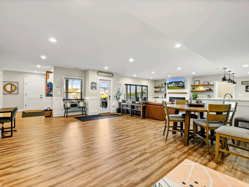 Lower Living Area - Evening ambiance in the lower living space with warm lighting.