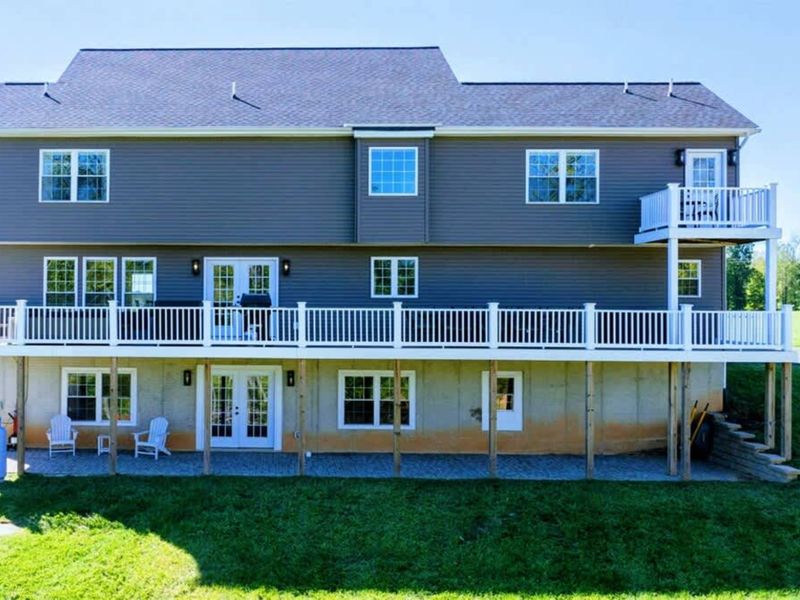 From Above - Private dock, sandy beach, deep lakefront yard. The full picture.